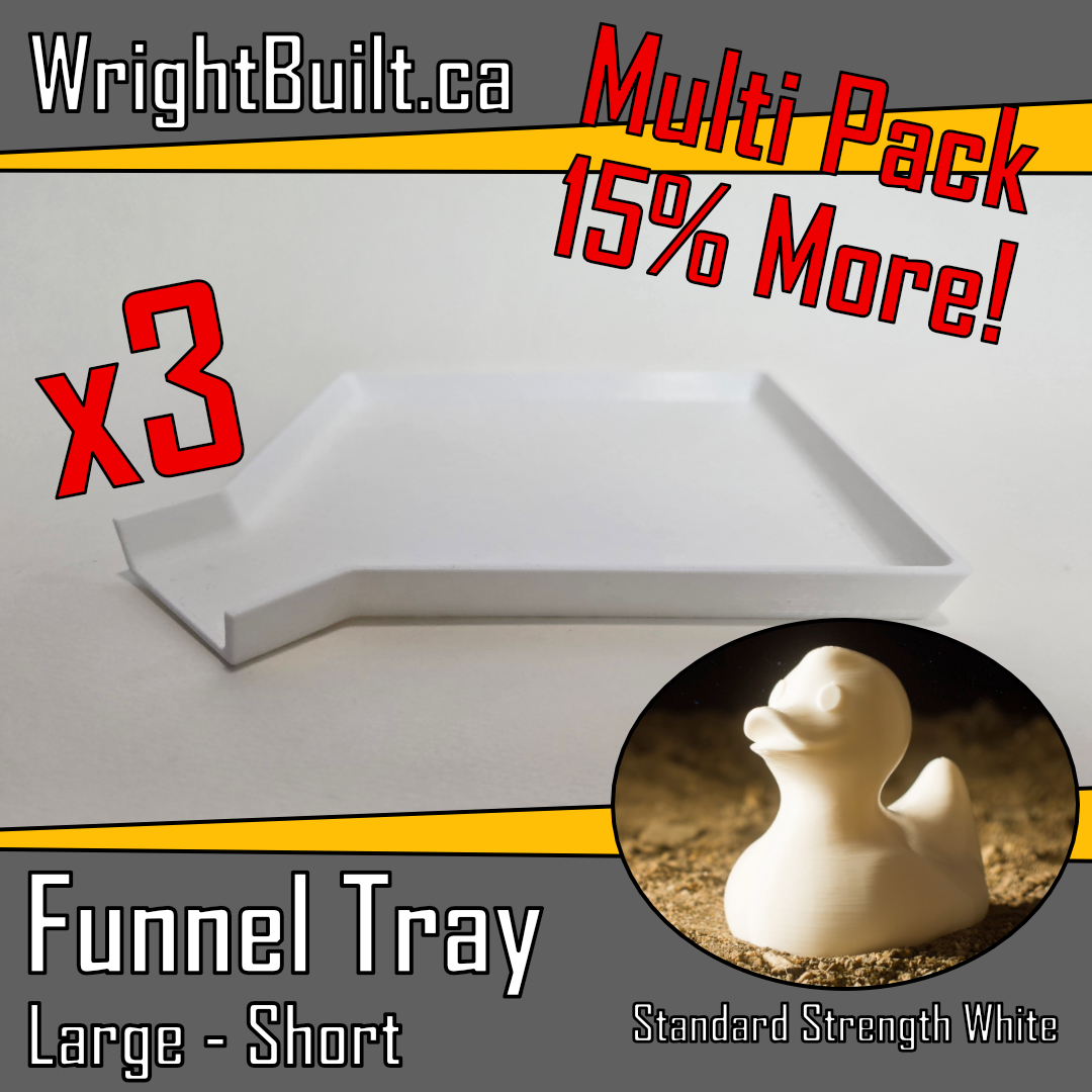 Funnel Tray - Large & Short - Standard Strength White Plastic - Sorting & Organizing Tool - 3 Pack